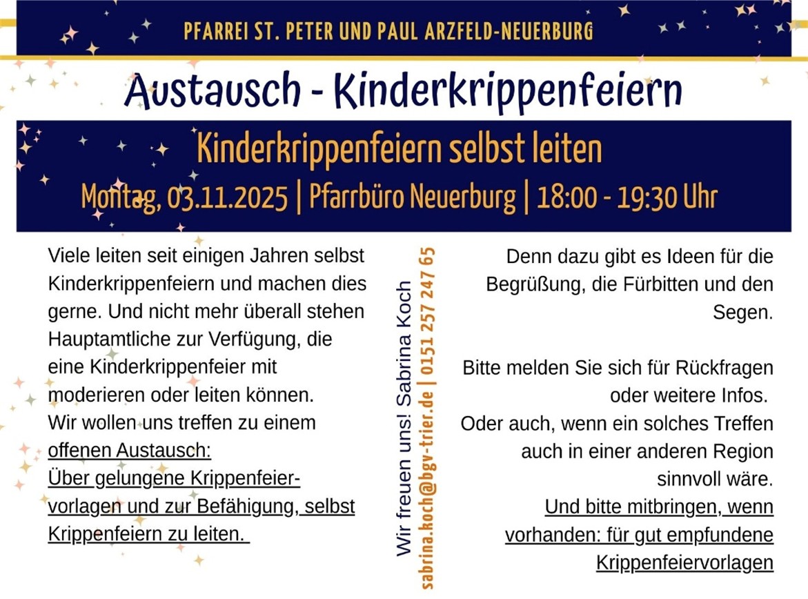 Der Flyer enthält Infos zu dem Austausch der Kinderkrippenfeiern