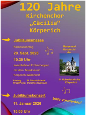 Flyer mit Infos zu 120 Jahre Kirchenchor Cäcilia Körperich