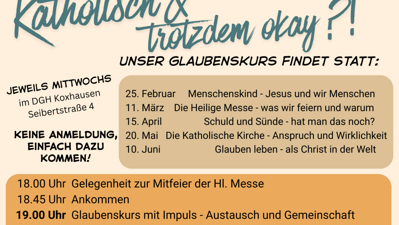 Neuer Flyer Glaubenskurs mit den nächsten Terminen