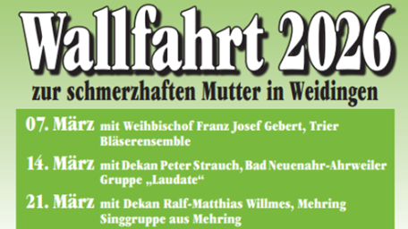 Auf dem Plakat stehen alle Informationen und Termine zur Wallfahrt in Weidingen