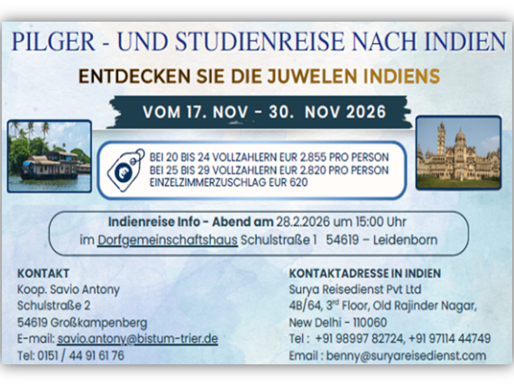 Preise und Info-Abend über die Pilgerreise nach Indien