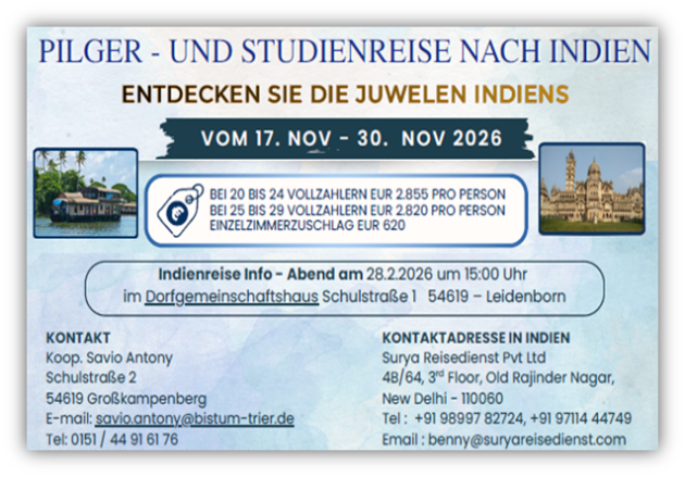 Preise und Info-Abend über die Pilgerreise nach Indien