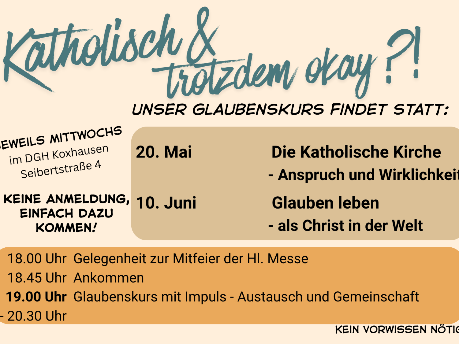 Glaubenskurs in Koxhausen mit dem Mai und Juni Termin