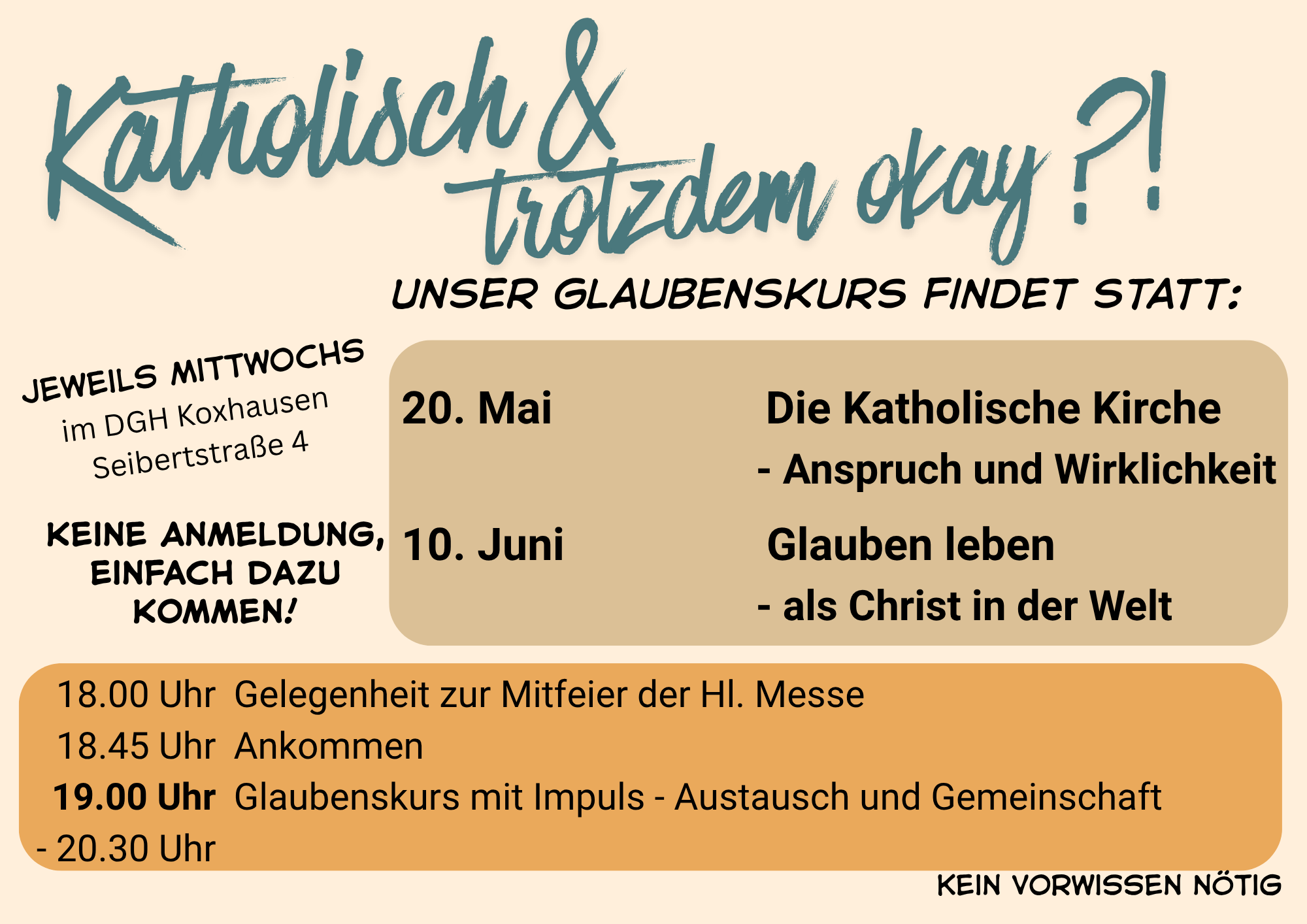 Glaubenskurs in Koxhausen mit dem Mai und Juni Termin