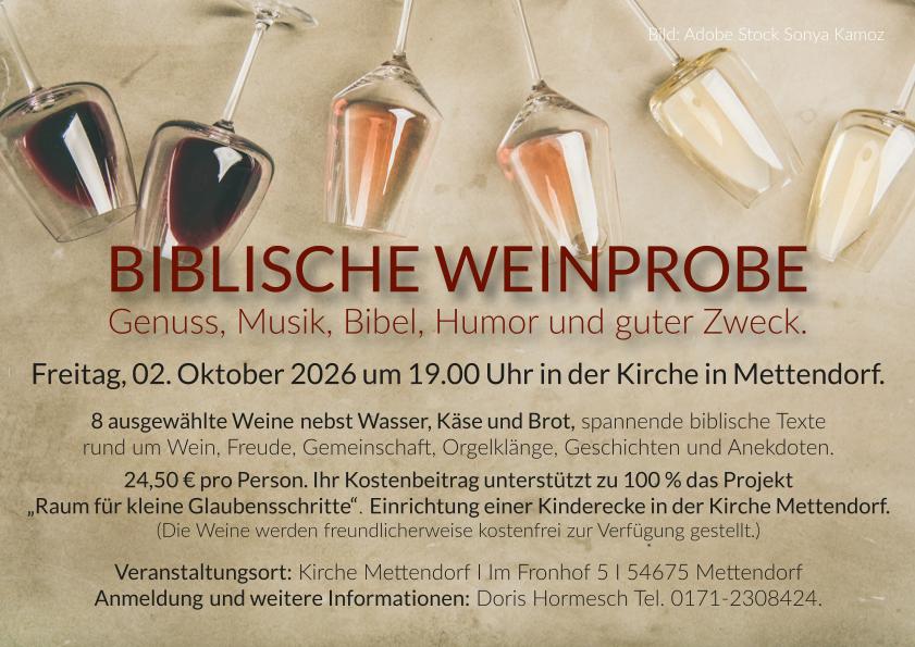 Flyer Biblische Weinprobe am 02. Oktober in der Kirche in Mettendorf
