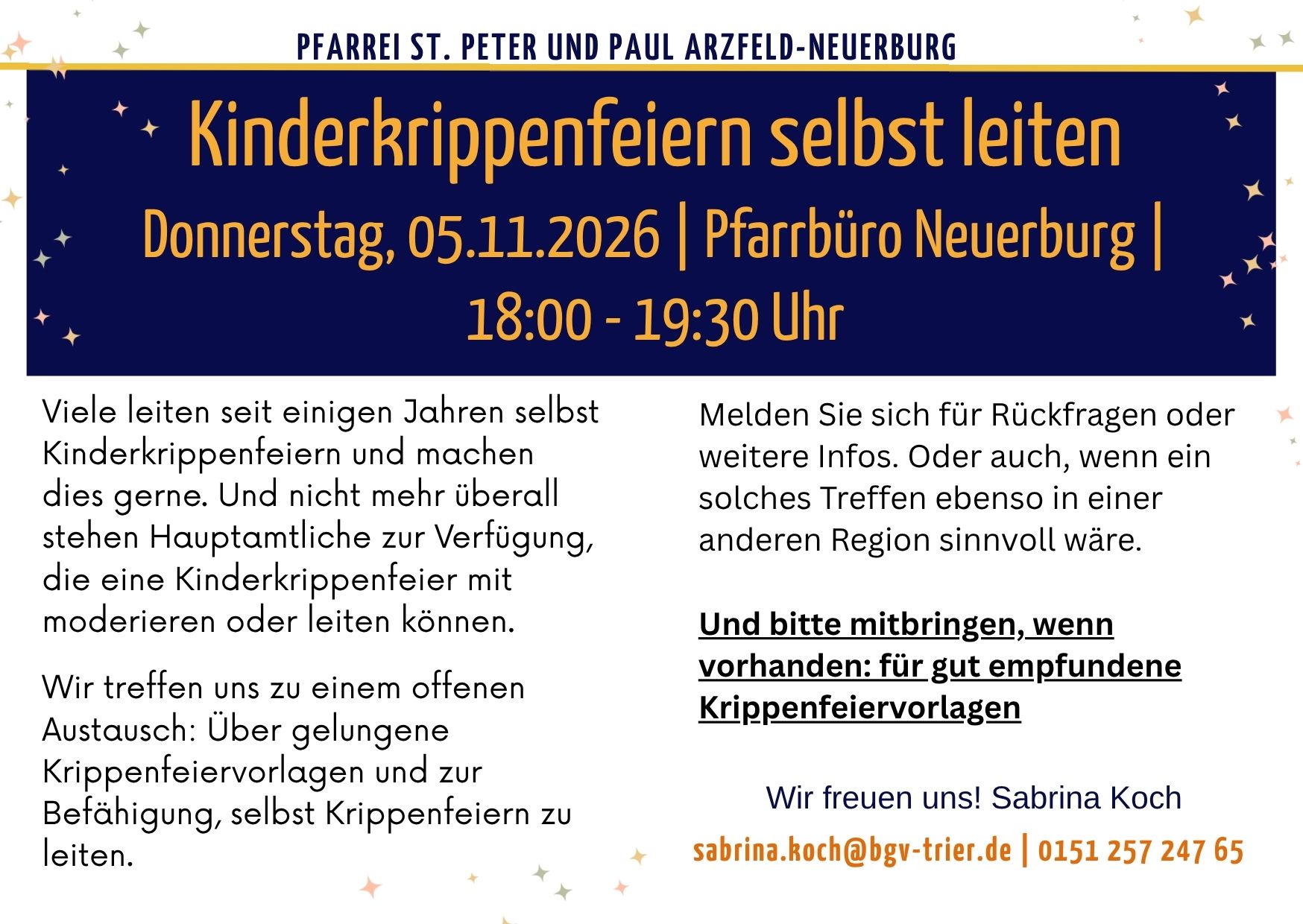 Flyer Kinderkrippenfeiern selbst leiten (c) Arzfeld-Neuerburg Flyer Kinderkrippenfeiern selbst leiten