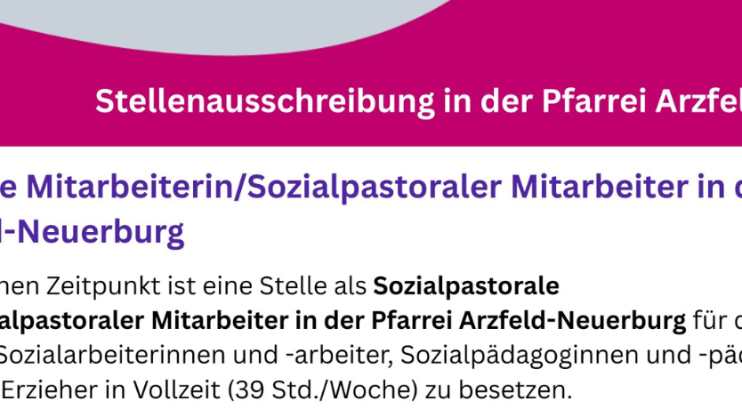 Stellenausschreibung Sozialpastoraler Mitarbeiter