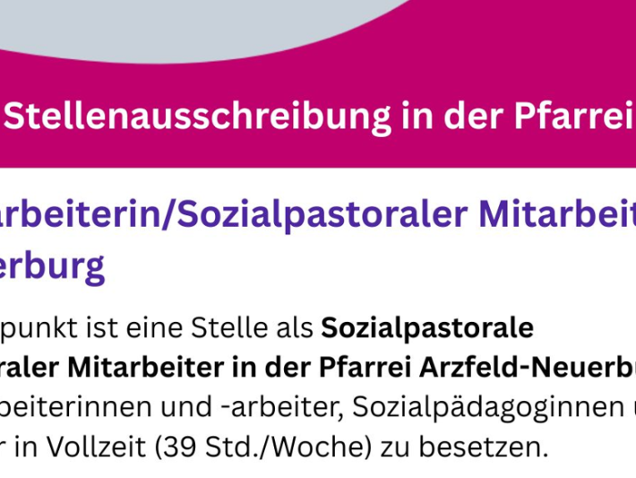 Stellenausschreibung Sozialpastoraler Mitarbeiter