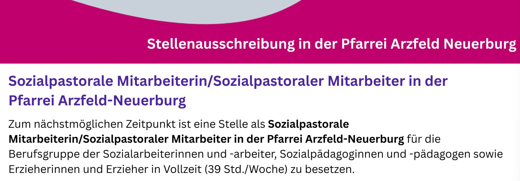 Stellenausschreibung Sozialpastoraler Mitarbeiter (c) Bistum Trier Stellenausschreibung Sozialpastoraler Mitarbeiter