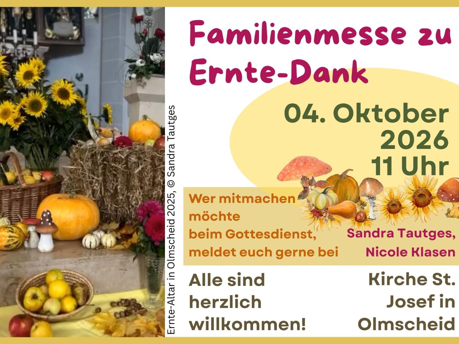 Flyer mit den Einzelheiten des Familiengottesdienstes in Olmscheid