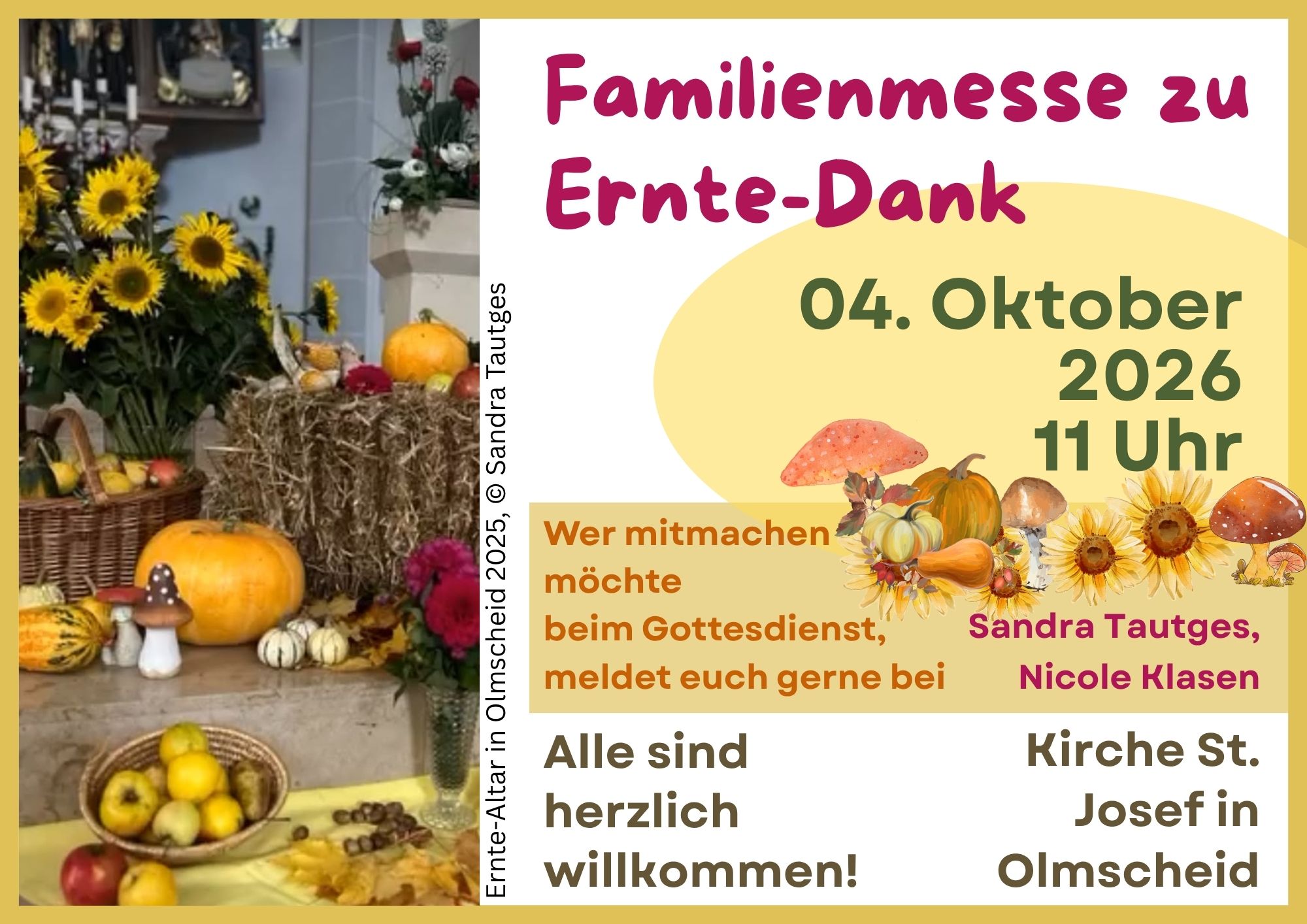 Flyer mit den Einzelheiten des Familiengottesdienstes in Olmscheid